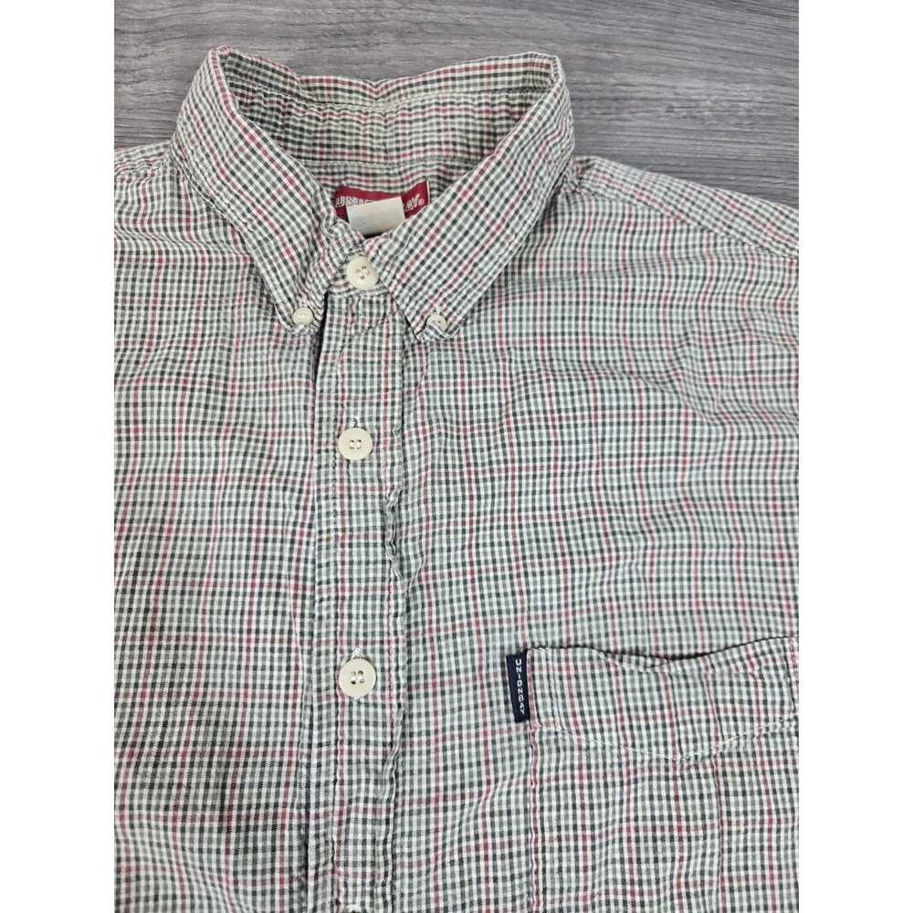 Union Bay Shirt Mens Large Seersucker Check Button Down SS‎ Vintage